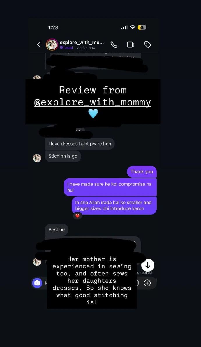 Customer review by binte_afzal showing a beautiful floral kameez from Agosh Kidswear