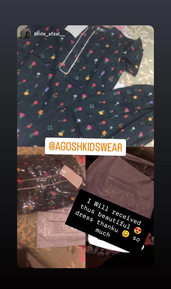Customer review from explore_with_mommy praising stitching quality at Agosh Kidswear